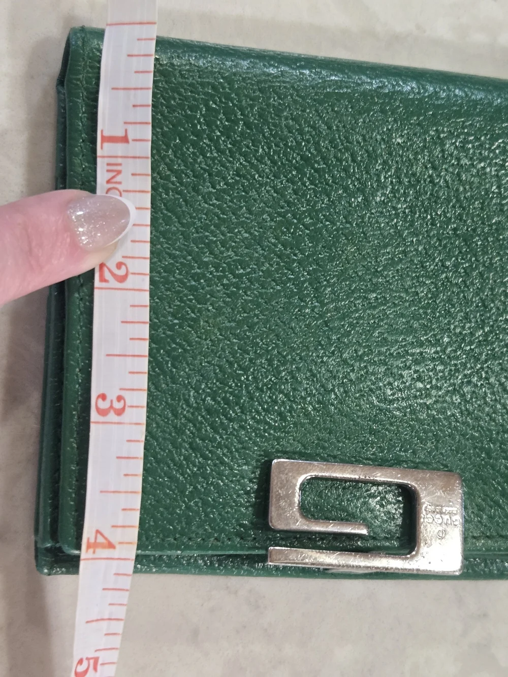 Gucci Green Leather Wallet with Silver G-Clasp